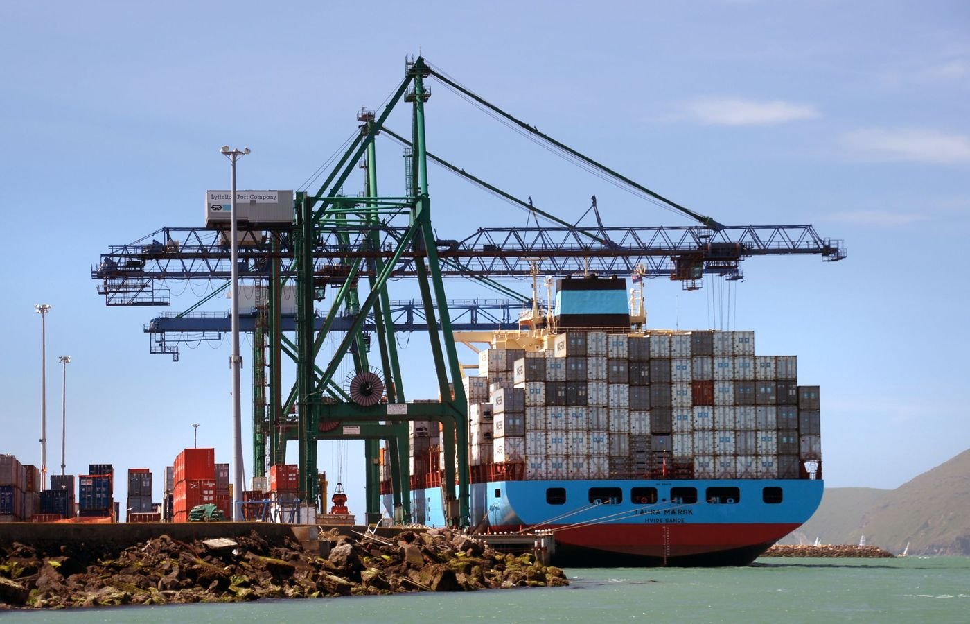 Container ship at port